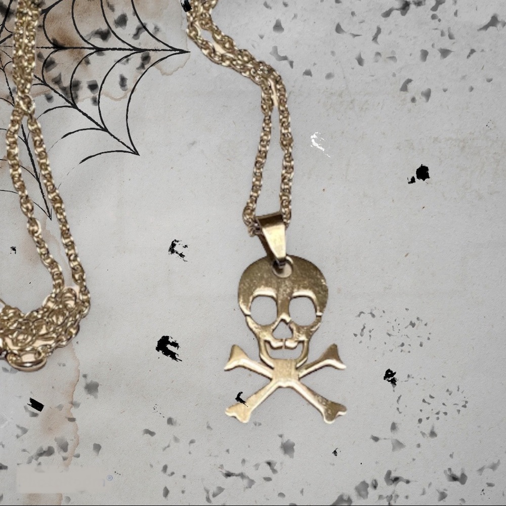 New Skull Necklace Jolly Roger Pendant Chain Halloween Handmade Hot Topic - Picture 3 of 6
